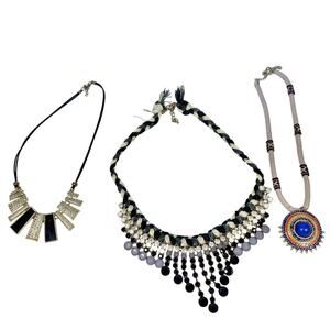 Lot of 3 Vintage Necklaces Multicolor Braided Chunky Southwestern Fantasy